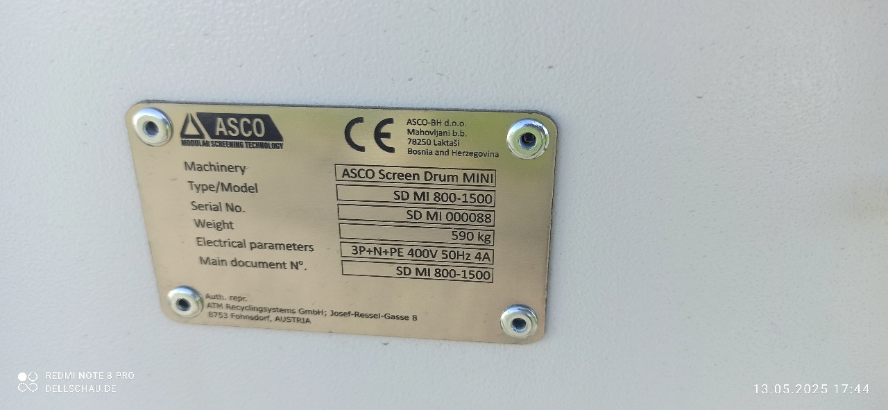ASCO Trommelsiebmaschine Screen Drum Mini