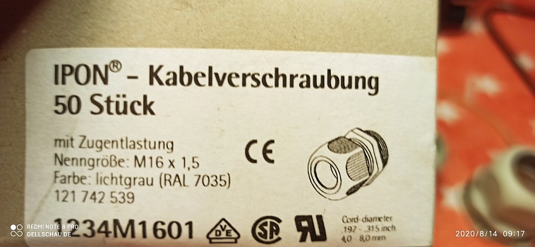 Kabelverschraubung M16 x 1.5 Kleinhuis IPON-1234M1601 